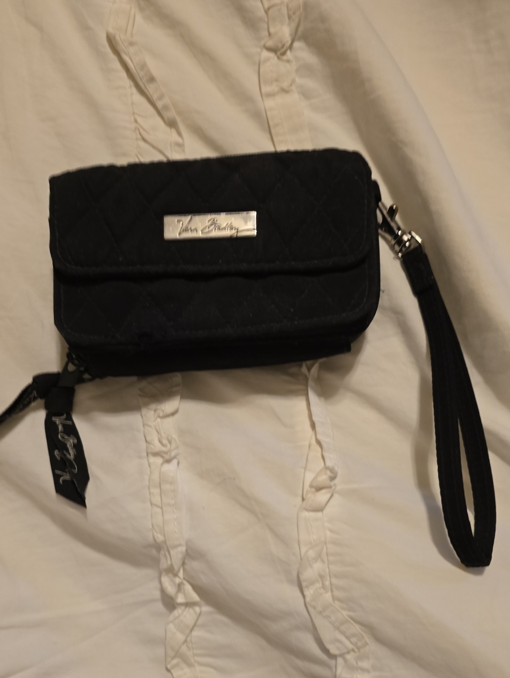 Vera Bradley Black Quilted Wristlet with Removable Strap
